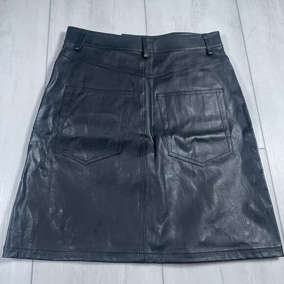 Helmut Lang Women's 2 Patent Lamb Leather Mini Skirt High Rise Button Fly - Picture 4 of 13